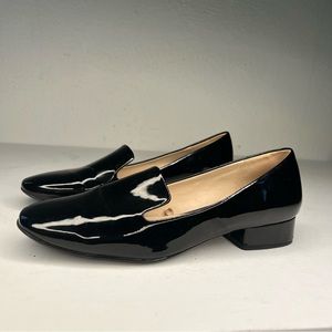 Zara black patent loafers